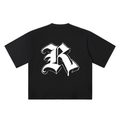 R Old English Street Ink black oversized T-shirt, 250 gsm, back graphic