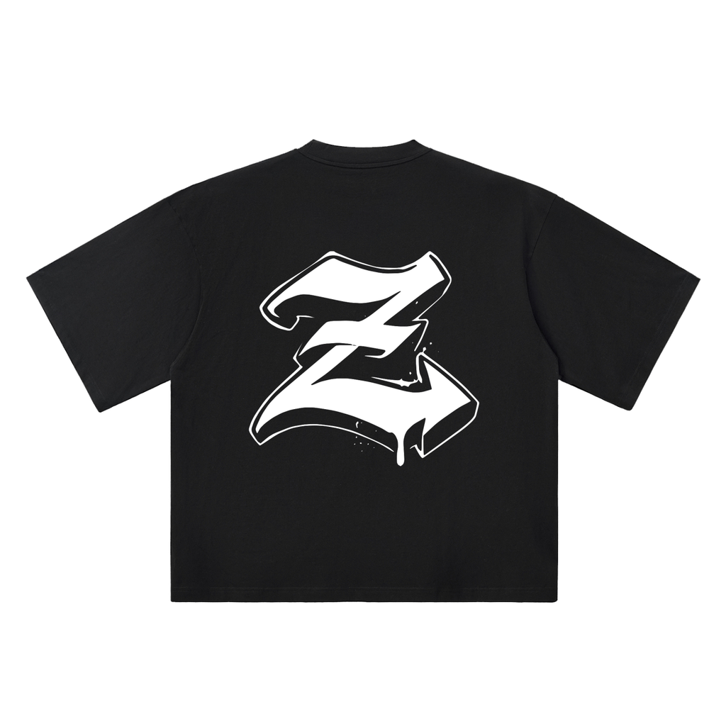 Z Old English Street Ink black oversized T-shirt, 250 gsm, back graphic