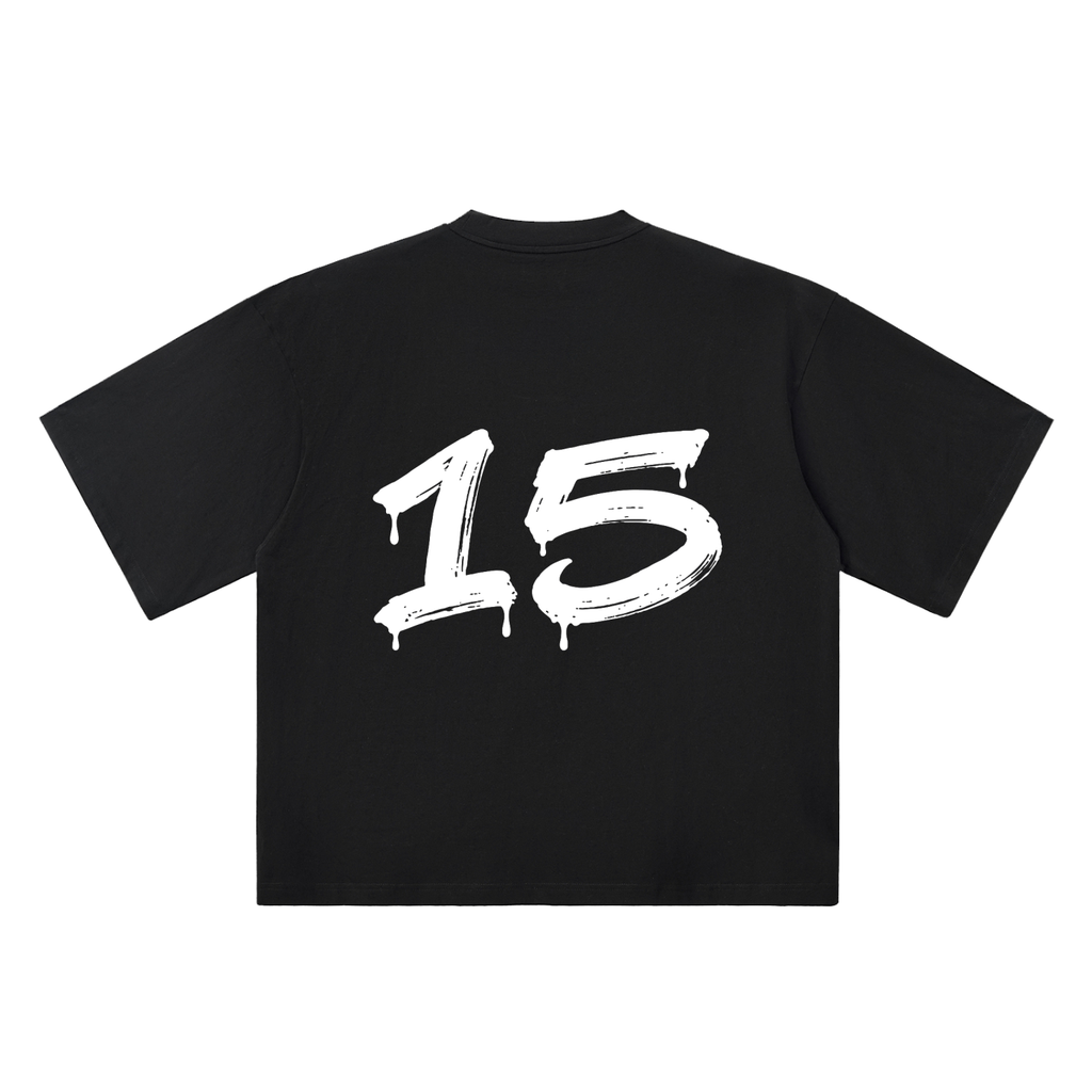 Number 15 Marker Flow black oversized T-shirt, 250 gsm, back graphic