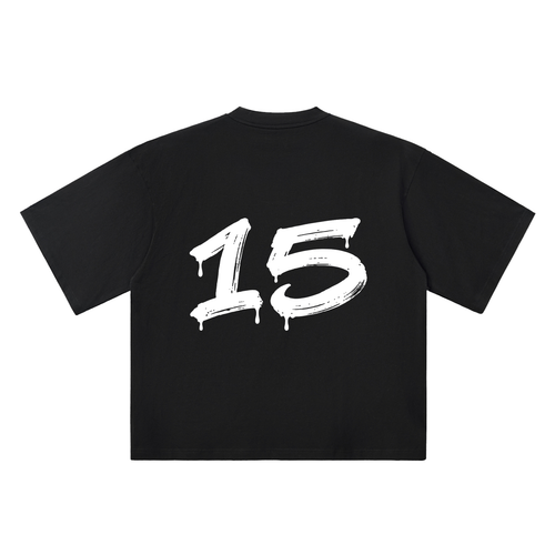 Number 15 Marker Flow black oversized T-shirt, 250 gsm, back graphic