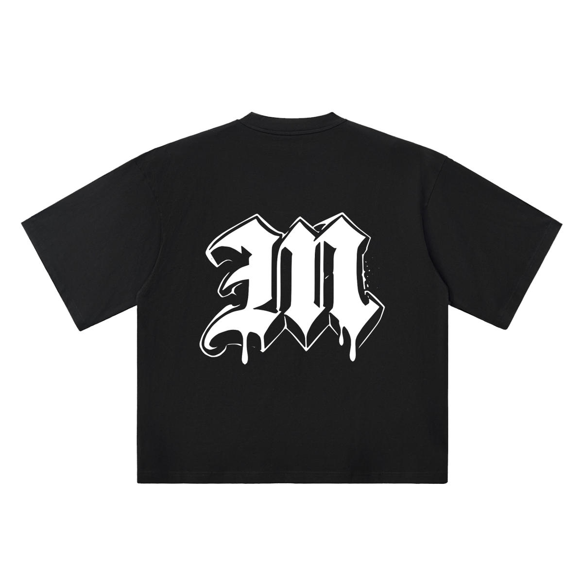 M Old English Street Ink black oversized T-shirt, 250 gsm, back graphic