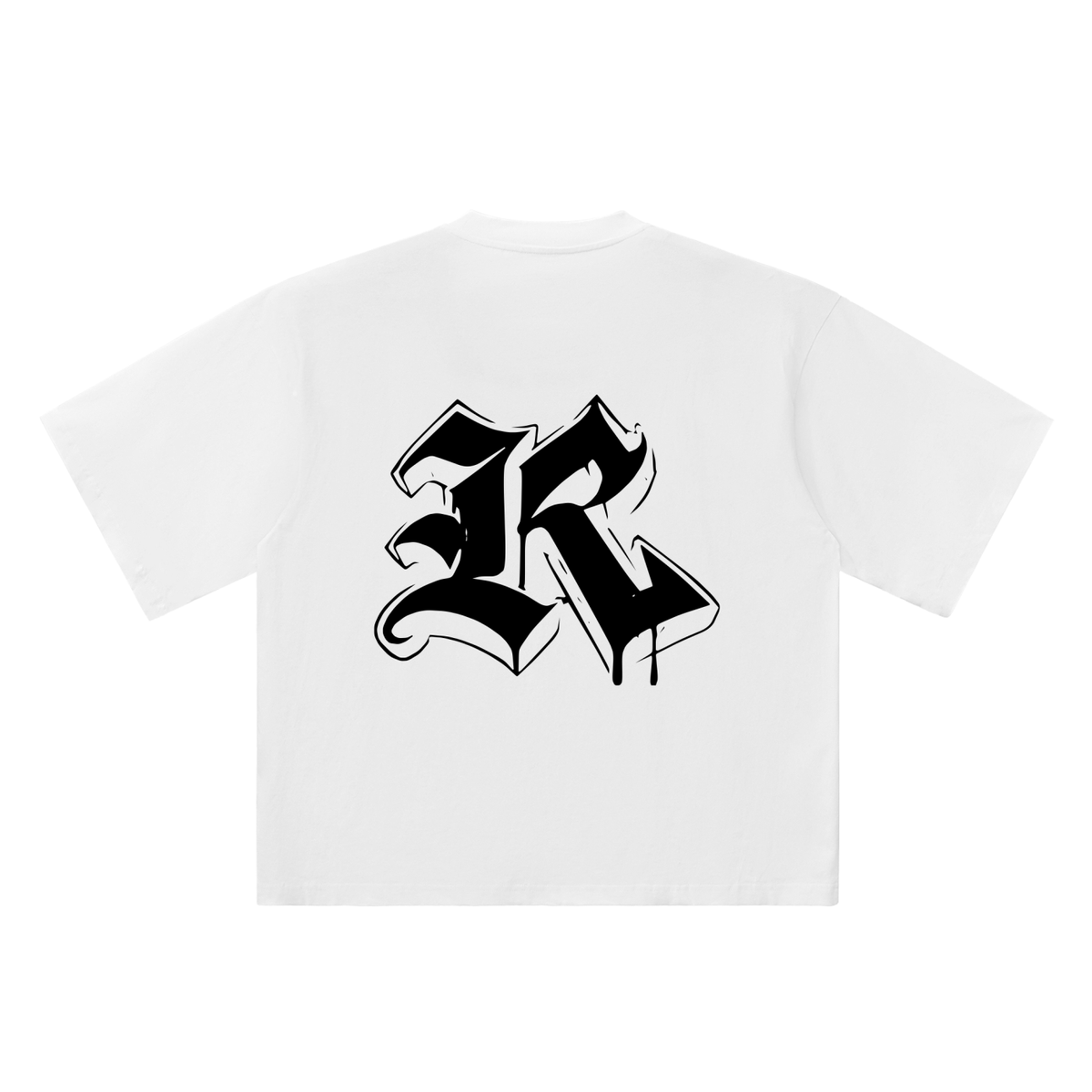 K Old English Street Ink white oversized T-shirt, 250 gsm, back graphic