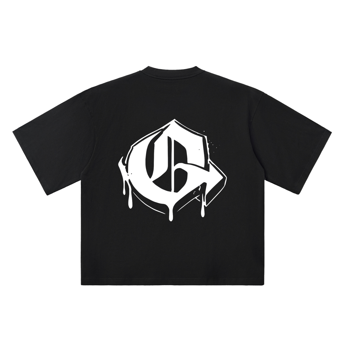 O Old English Street Ink black oversized T-shirt, 250 gsm, back graphic