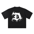 D Old English Street Ink black oversized T-shirt, 250 gsm, back graphic