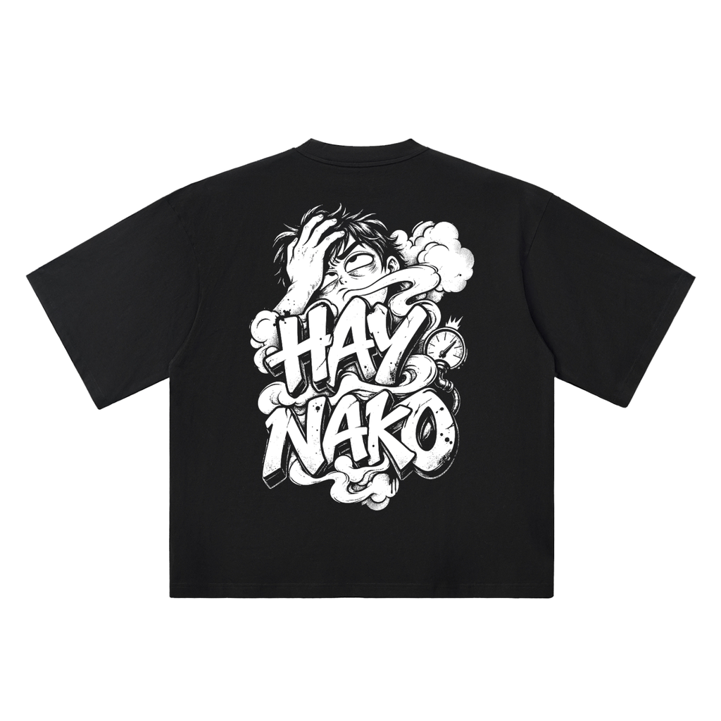 Hay Nako black oversized T-shirt, 250 gsm, back graphic