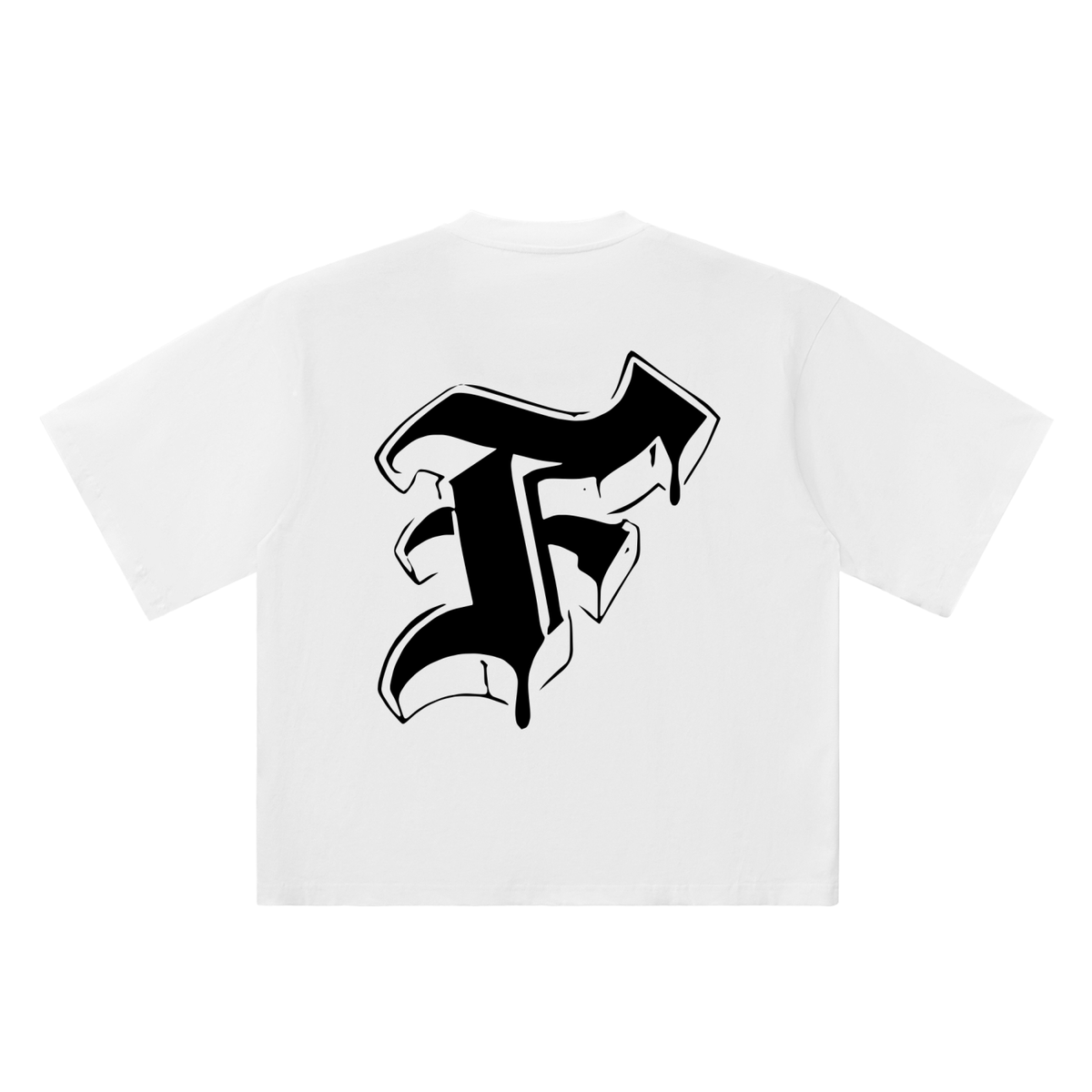 F Old English Street Ink white oversized T-shirt, 250 gsm, back graphic