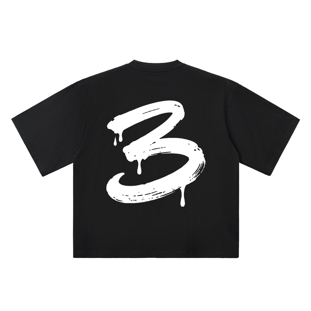 Number 3 Marker Flow black oversized T-shirt, 250 gsm, back graphic