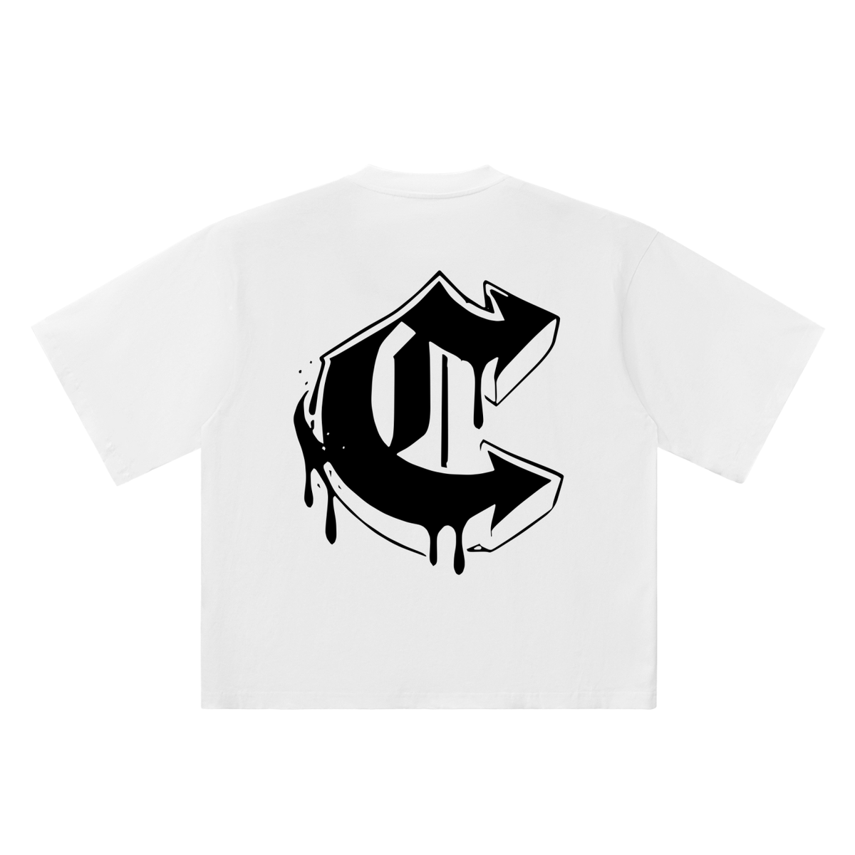 C Old English Street Ink white oversized T-shirt, 250 gsm, back graphic