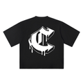 C Old English Street Ink black oversized T-shirt, 250 gsm, back graphic