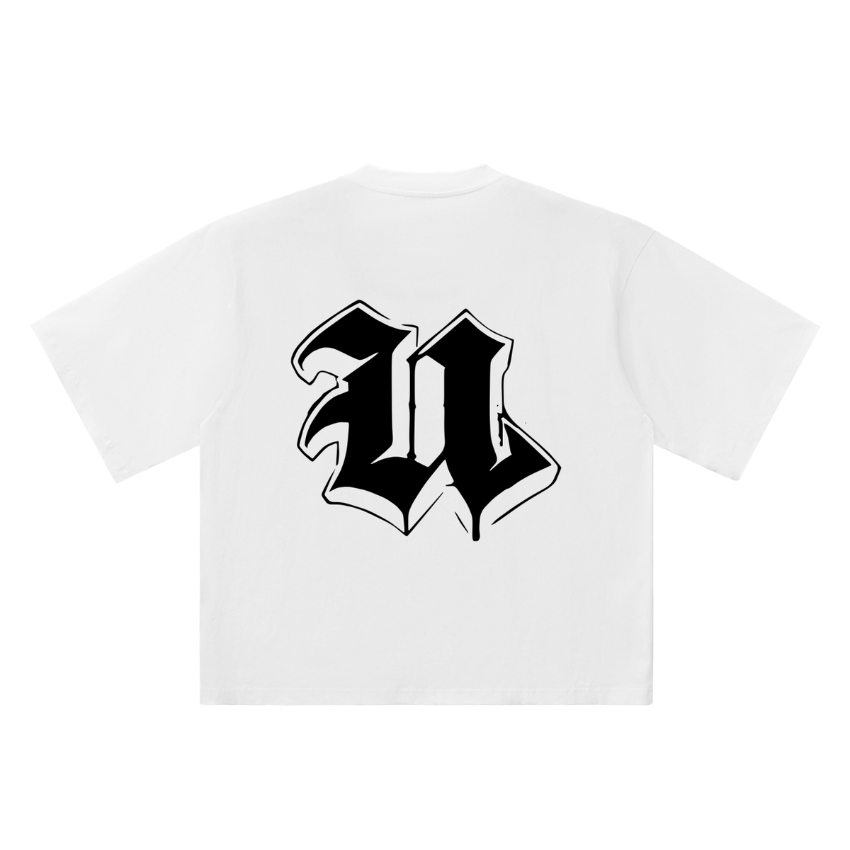 U Old English Street Ink white oversized T-shirt, 250 gsm, back graphic