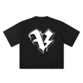 V Old English Street Ink black oversized T-shirt, 250 gsm, back graphic