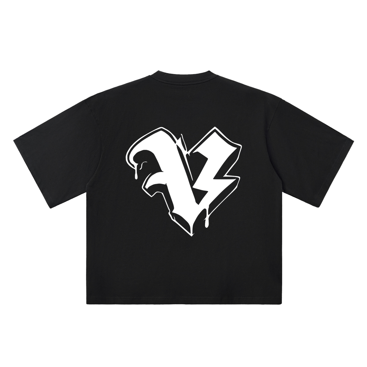V Old English Street Ink black oversized T-shirt, 250 gsm, back graphic
