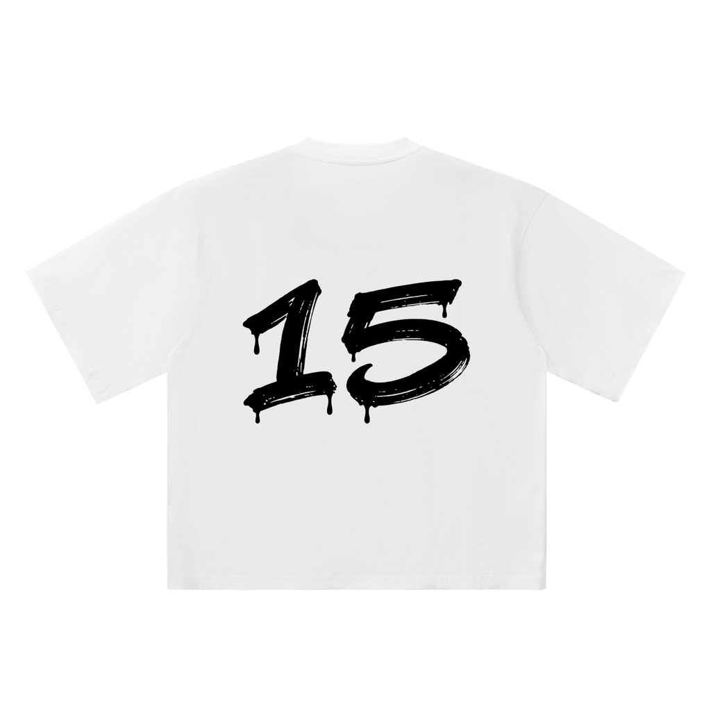 Number 15 Marker Flow white oversized T-shirt, 250 gsm, back graphic