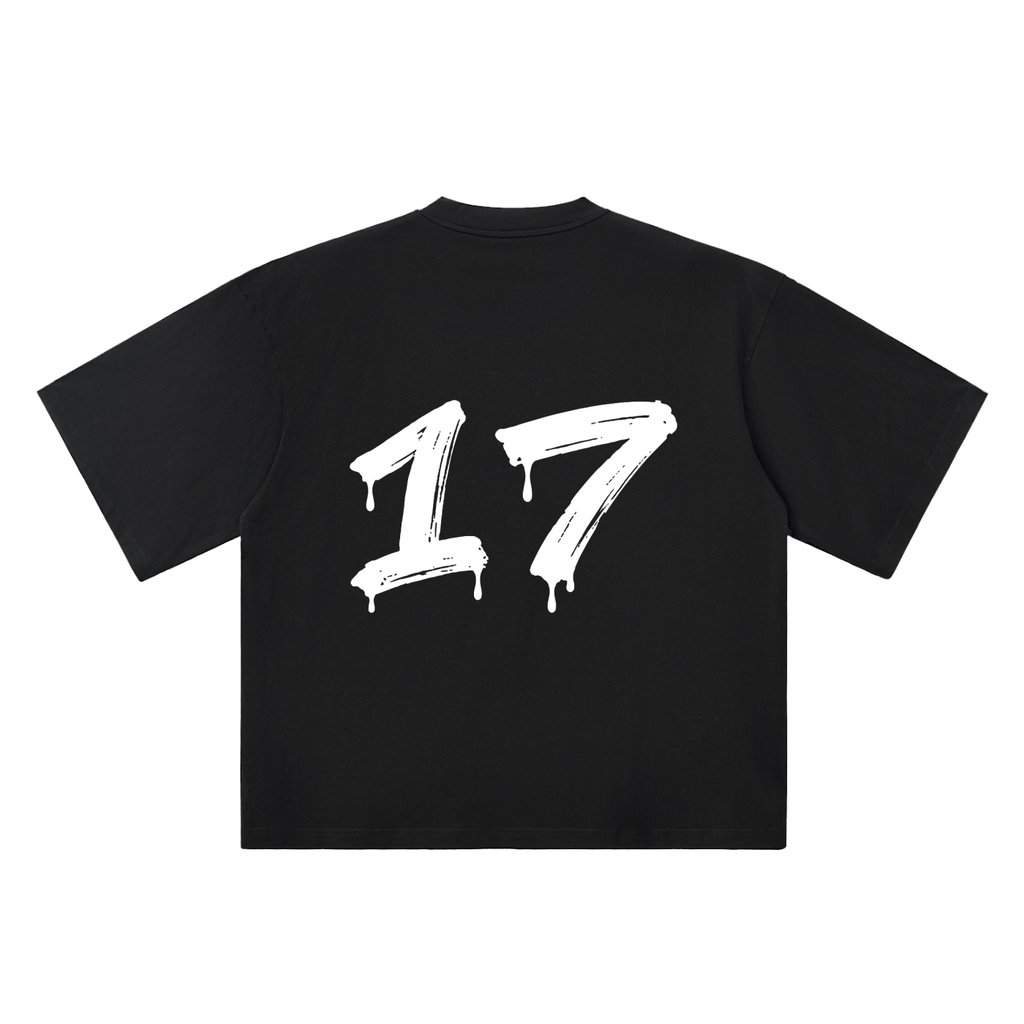 Number 17 Marker Flow black oversized T-shirt, 250 gsm, back graphic