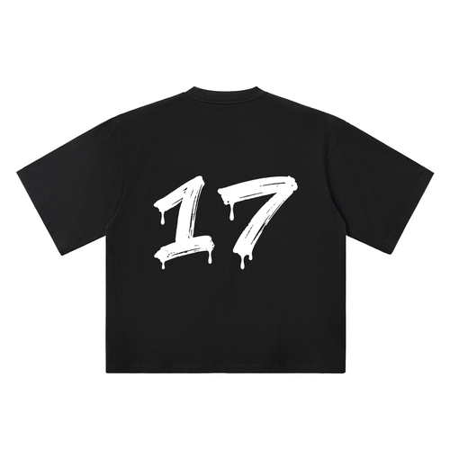 Number 17 Marker Flow black oversized T-shirt, 250 gsm, back graphic