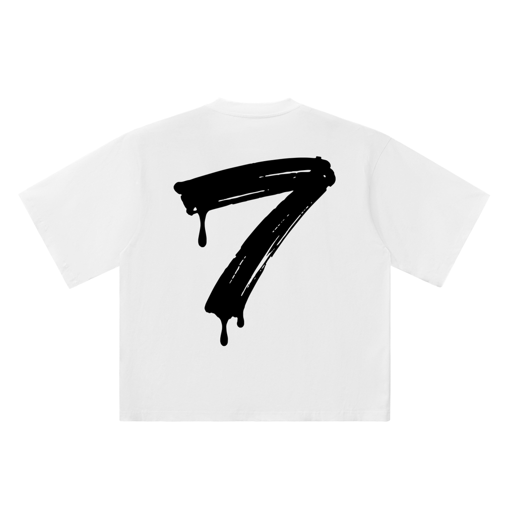 Number 7 Marker Flow white oversized T-shirt, 250 gsm, back graphic