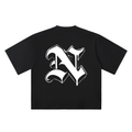N Old English Street Ink black oversized T-shirt, 250 gsm, back graphic