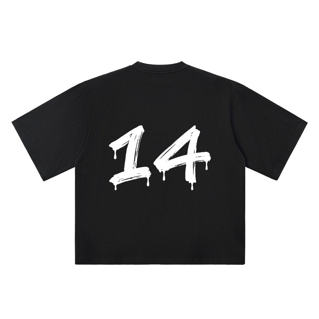 Number 14 Marker Flow black oversized T-shirt, 250 gsm, back graphic