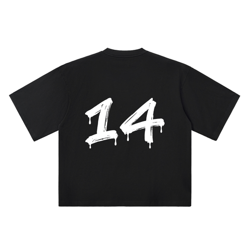 Number 14 Marker Flow black oversized T-shirt, 250 gsm, back graphic