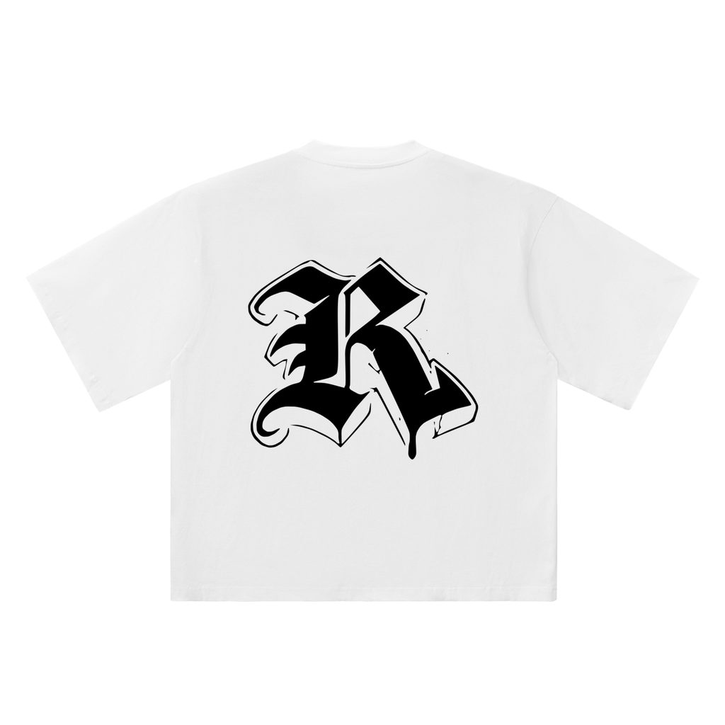 R Old English Street Ink white oversized T-shirt, 250 gsm, back graphic
