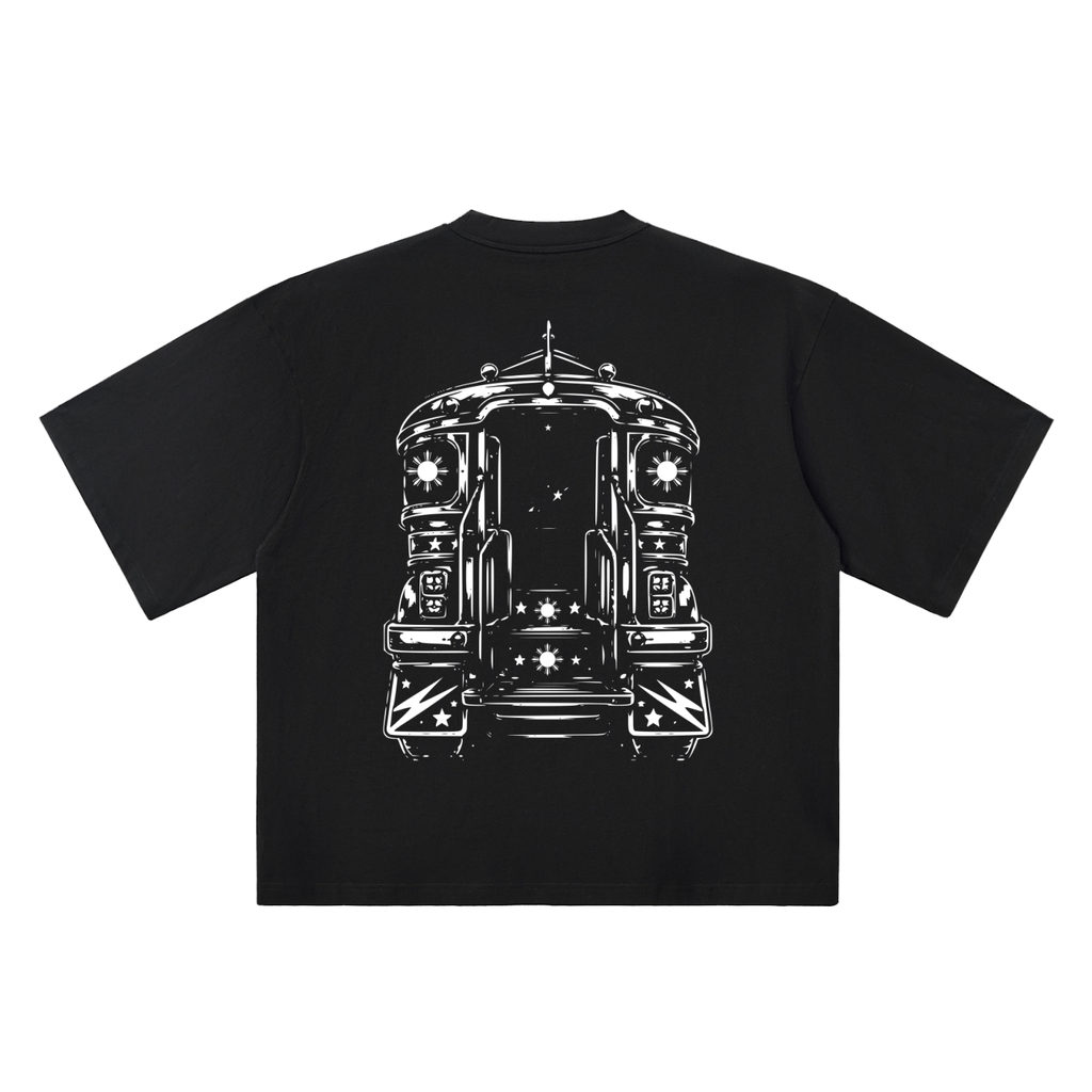 Jeepney black oversized T-shirt, 250 gsm, refined back artwork
